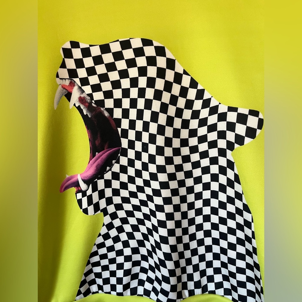Lime Green Checkered Animal Silhouette Sweatshirt - Picture 3 of 7